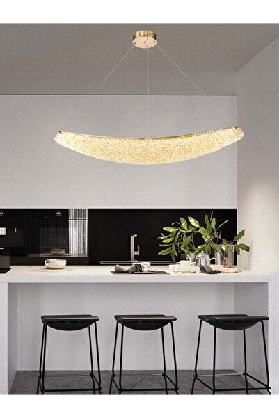 RFAN Candelabru LED, Model 5558/1100, Textură de cristal, Metal, 96W, Auriu