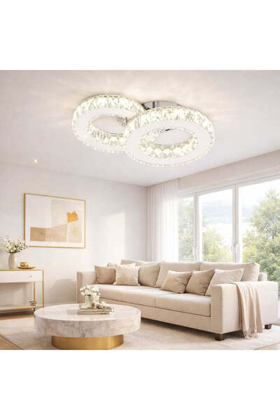 RFAN LED Chandelier, Model R9182/2, With Remote Control, 3 Light Types, 52W, ...