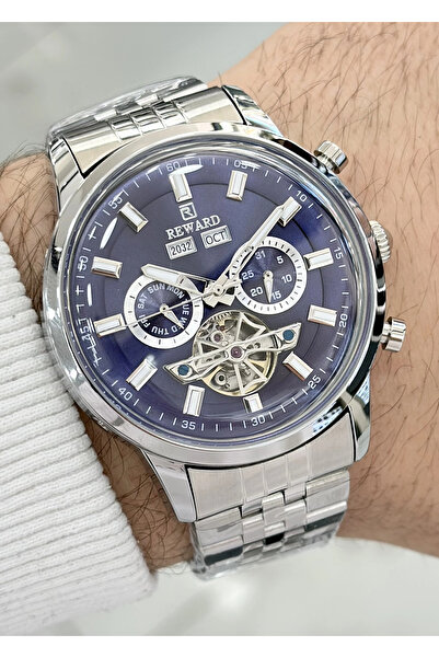 Reward Çelik Kordon Fonksiyonlu Lacivert Katran Otomatik Erkek Kol Saati ILK.43