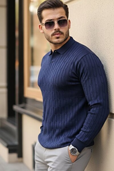 Hiccup JANES pleteni džemper sa polo ovratnikom