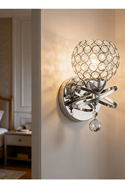 Generic مصباح جداري كريستالي كروي الشكل يتميز بتصميم عصري فاخر يناسب مختلف ال...