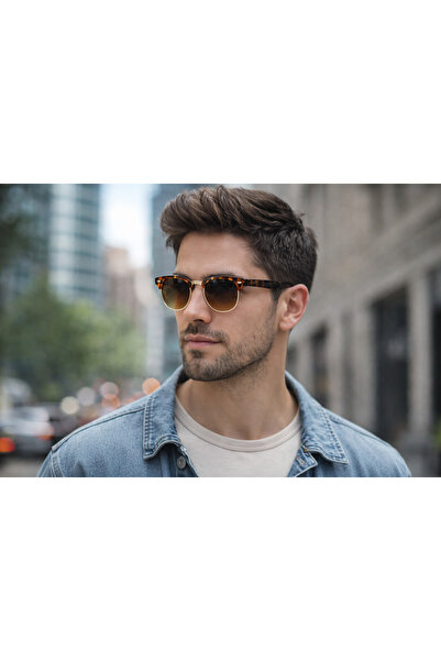 Révano Premium Retro Half-Rim Sunglasses for Men | UV Protection | Lightweigh...