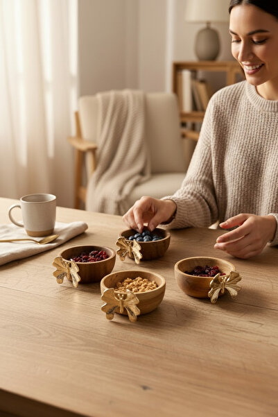 Akayev Akasya Gold Butterfly Detailed Snack Bowl 8 cm