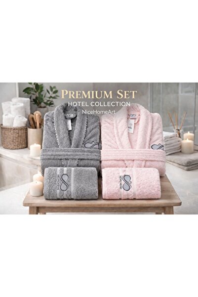 NICEHOMEART Premium Dowry Bathrobe Set for Women and Men Cotton Towels Spa Ho...