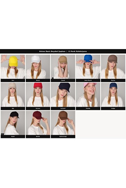 ŞapkaMania Unisex Basic Baseball Cap – Adjustable Cotton Pack Cap |   13 Colo...