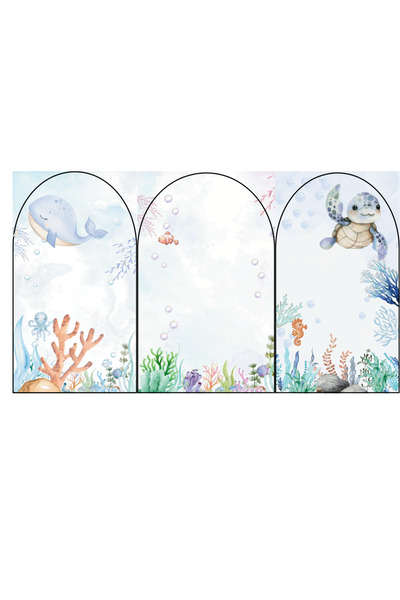 Nice events Mavi su altı konsept doğum günü seti her bir pano 200x90 cm