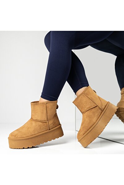 Modlet.ro Women's light brown suede thick sole UGG-style boots MOD12835