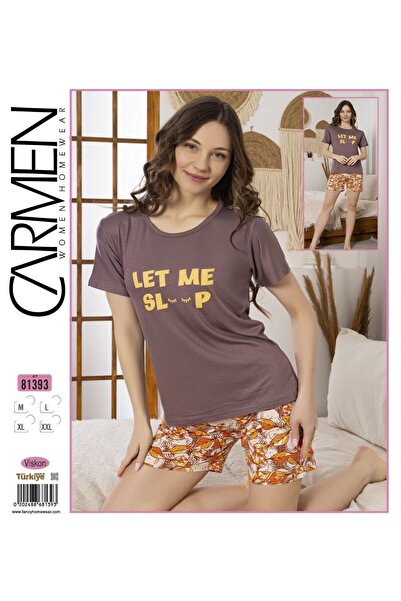 Carmen Viscose Short-Sleeved Shorts Crew Neck Women's Pajama Set Anti-Sweat S...