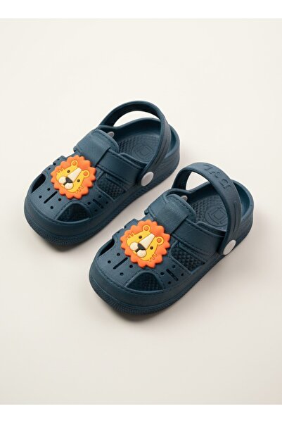 Xilway Unisex Çocuk Lacivert Hayvan Figürlü Günlük Kaydırmaz Taban Sandalet T...