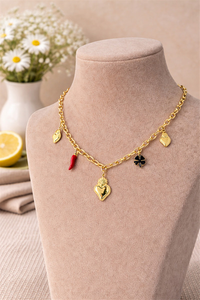 Brandsmiths Charm Detailed Chain Necklace