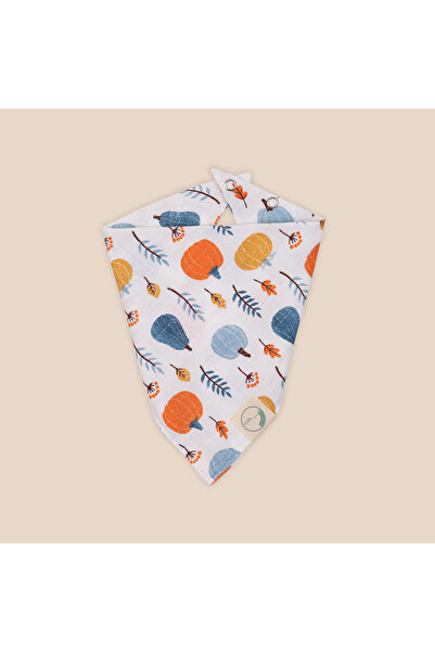 Bestyle Muslin Fabric Pumpkin and Pear Patterned White Color Baby Scarf