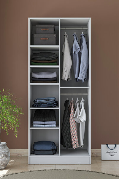 Rani Mobilya Rani BA220 Membran Kapaklı Gardırop 2 Kapaklı 6 Raflı 2 Askılı E...