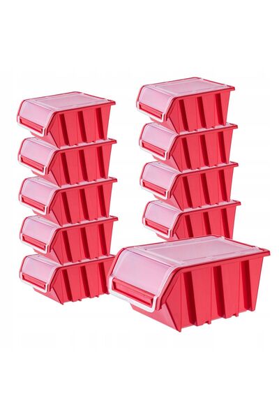 KADAX Set de 10 containere de depozitare pentru atelier, tăvi, 155x100mm