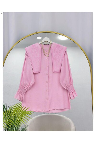 YEDİLALE NAKIŞLI UZUN YAKA DETAYLI TUNİK [ GENİŞ KALIP]