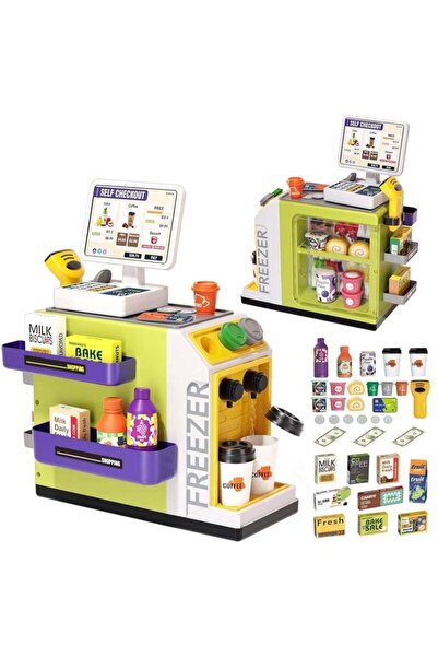 Arabest 46-Piece Pretend Play Cash Register, Kids Supermarket Toy with Water ...