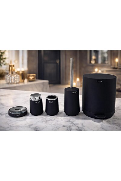 AROW Vona Acrylic 5 Piece Bathroom Set Black Tr-3662