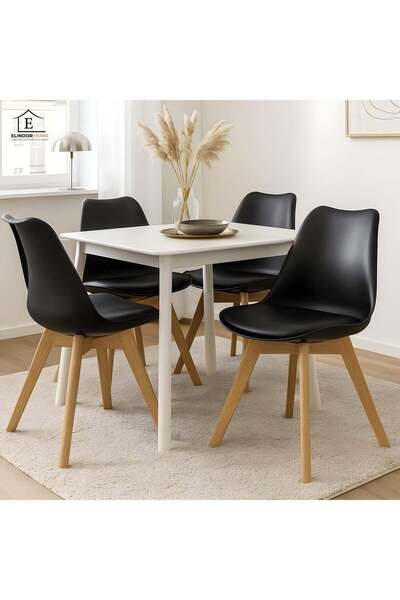 Elindor Set of 4 Elindor® Kitchen Chairs Made from -Friendly Leather, Bedroom...
