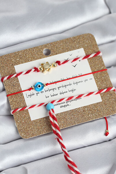 Marsilyan Marteniçka Bracelet 3-Piece Caretta Caretta and Evil Eye Model Ieg-...