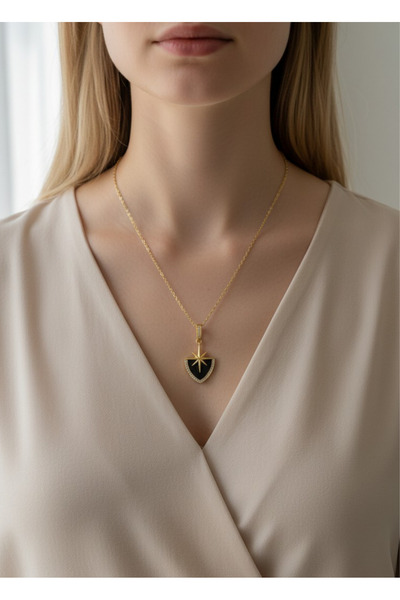 BİJU YILMAZ قلادة ستيل جولد مرصّع بالأحجار نورث ستار - 26clko34