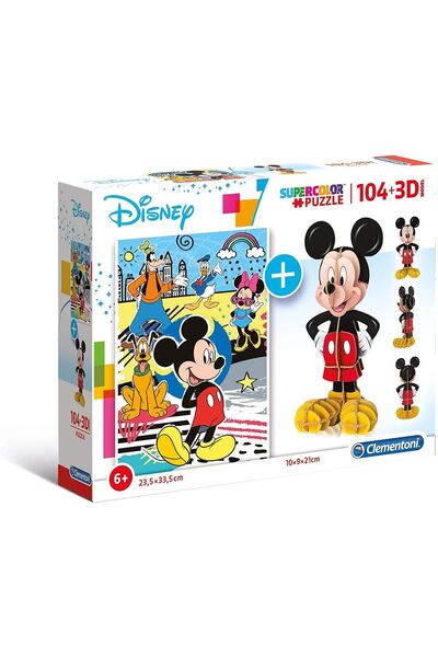CLEMENTONI Παζλ 104 κομμάτια - Μίκυ Μάους (Παζλ + 3D Μοντέλο) (Clementoni-20157)