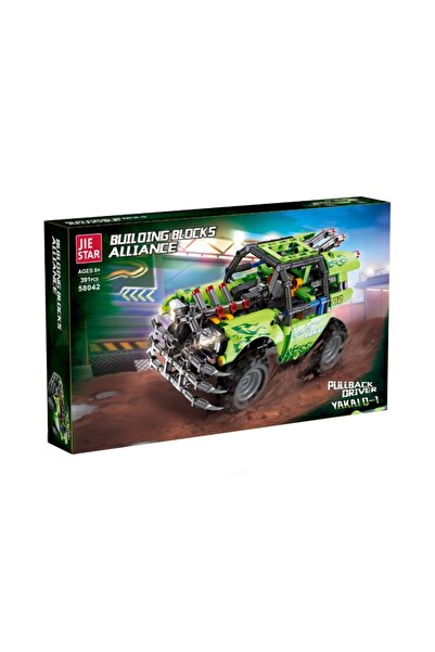 JİE STAR Set de constructie Masina SUV verde cu mecanism pullback 391 el.