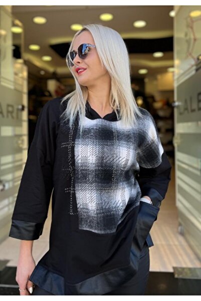 DAIDO Plaid Piece Rectangular Mixed Stone Coat with Hood and Three Handles