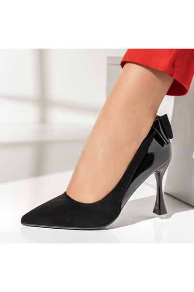 Modlet.ro Women's black suede stiletto heel shoes MOD14171