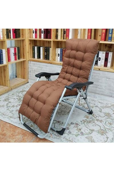 zola Διακοσμητικό μαξιλάρι ξαπλώστρας κήπου, καφέ, κούμπωμα με Δαντέλα , 165x...