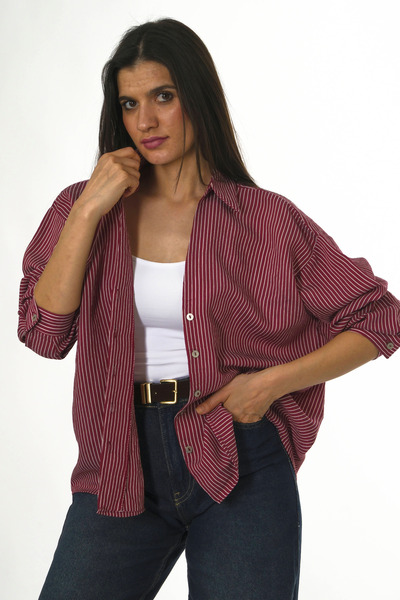 ABBRA Ženska Prugasto Oversize kroj Modal košulja