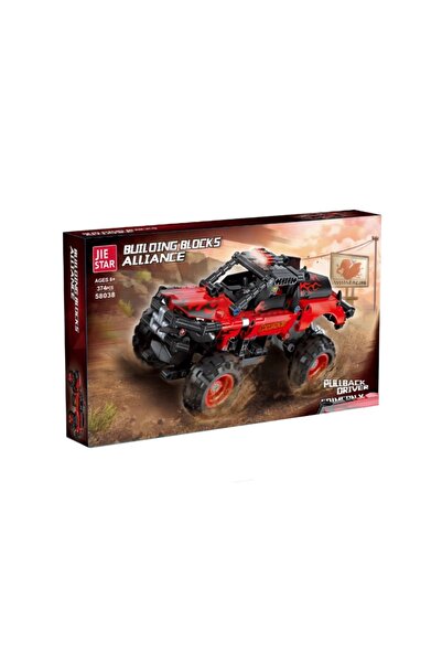 JİE STAR Set de constructie Masina SUV rosie cu mecanism pullback 374 el.