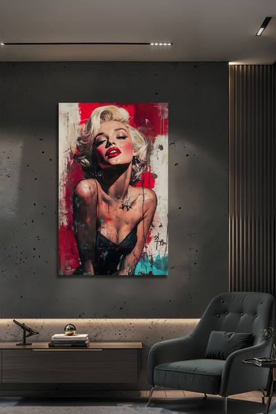 B&G DESIGN Portret modern iconic al femeii, pictură de lux în sticlă, artă mo...