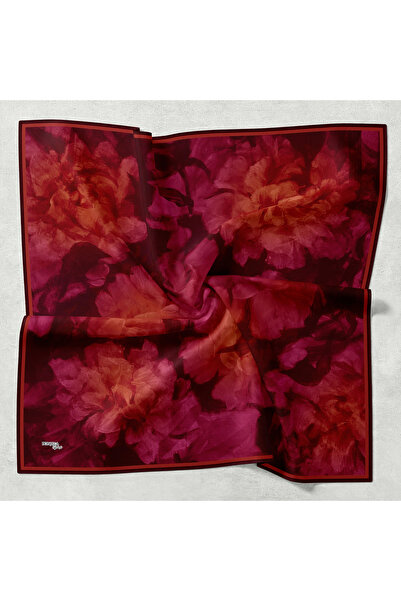 Bonjela Soft Scarf D2 Floral Pattern Burgundy Black