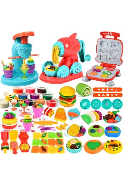 Arabest مجموعة عجينة ملونة مكونة من 59 قطعة، لصنع الآيس كريم والهامبرغر للأطف...