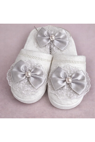 Canbutik طقم تي شيرت للحوامل باللون الرمادي مزين بفيونكة ولؤلؤ، مقاس شبشب، مع...