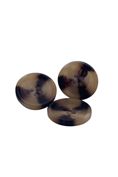 Düğmece 4 Delikli 6 Adet Plastik Düğme (25mm, Kahverengi)