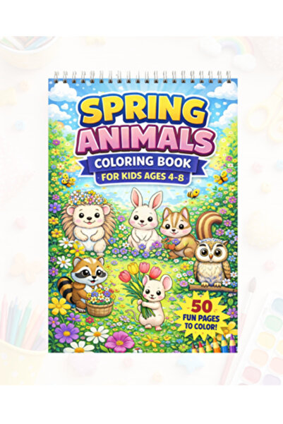 OBRO ® Carte de colorat și desen pentru copii – Animale drăguțe de primăvară,...