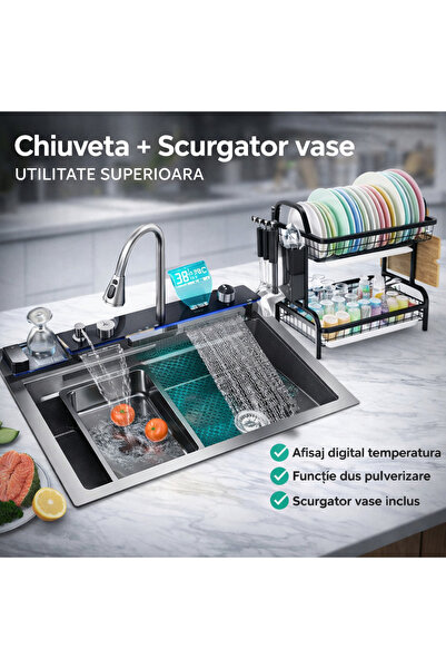 unbranded Chiuveta de bucatarie otel inoxidabil, afisaj digital temperatura a...