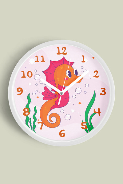 JHAAR Ceas de perete drăguț cu căluți de mare pentru camera copiilor - 30 cm ...