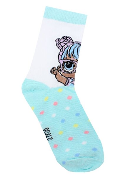 Disney Șosete pentru fete, 61% bumbac, LOL, turcoaz cu alb