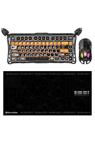 Gravastar K1 Pro Mekanik Gaming Klavye, X Kablosuz Optik Mouse ve Mousepad Oy...