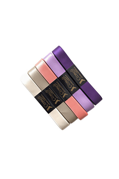 çizmeli Reversible Satin Ribbon 20 mm 10 m 5 Pieces Ecru-Beige-Salmon-Lilac-P...