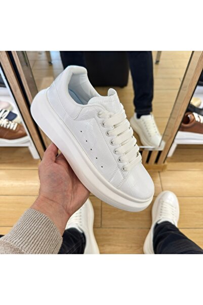 Modlet.ro Ανδρικά λευκά Αθλητικό παπούτσι με χοντρή σόλα και κορδόνια MOD14187