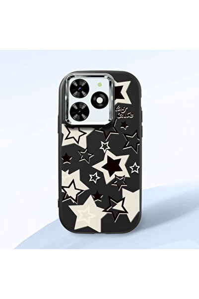 ucuc حافظة من السيليكون الأسود بنمط نجمة متوافقة مع هاتف Infinix Smart 8/8 Pr...