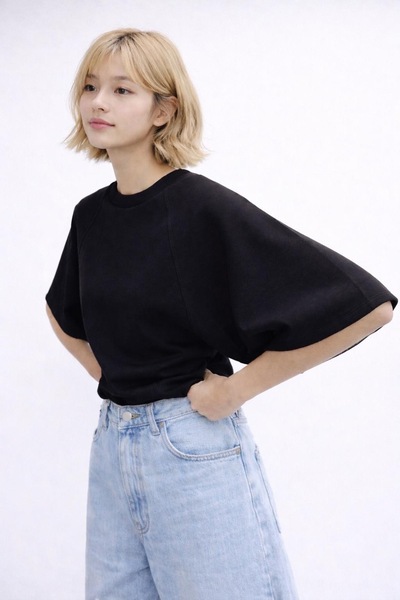 Avakado Μαύρο γυναικείο μπλουζάκι με απαλή υφή, άνετη εφαρμογή, κοντομάνικο, ...