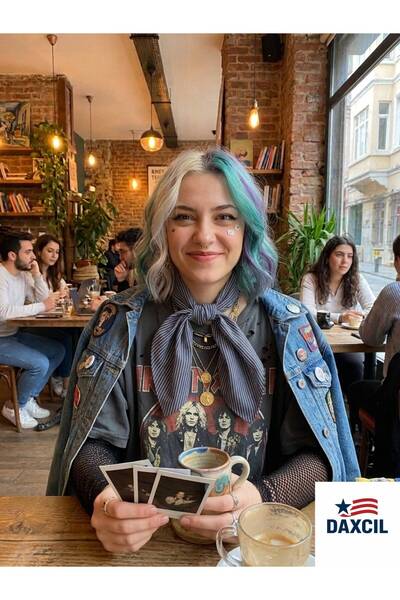 daxcil Neck Scarves - Dark blue - Striped