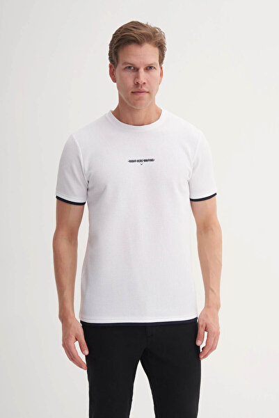 Cazador Slim Fit White Men's T-Shirt 42430