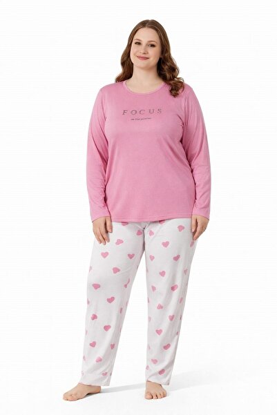 Pemilo Women's 20746 Large Size Long Sleeve Milan Pajama Set
