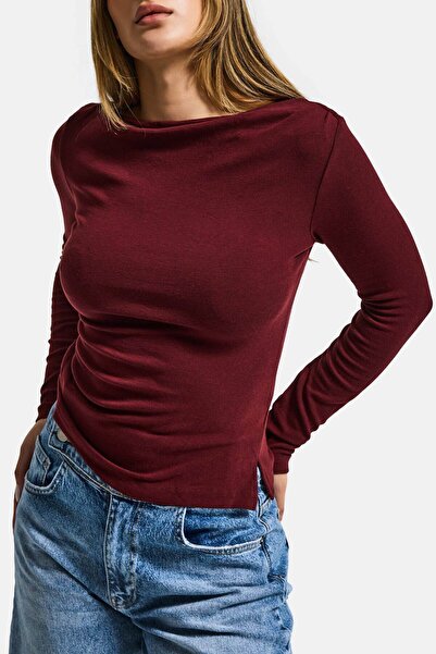 it's basic Ženska bordo bluza w5 100% pamuk asimetrična kroj Elastično