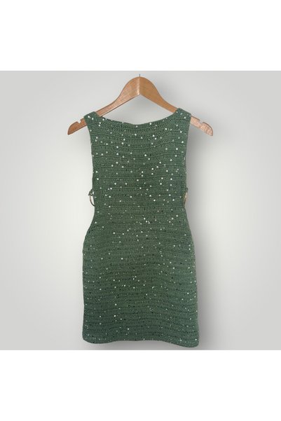 scyllastore Women's Sequined Knitted Beach Dress with Window Detail Mini Dress