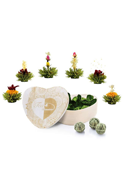 Creano Set cadou ErblhTee, cutie în formă de inimă și 6 bile de ceai verde în...